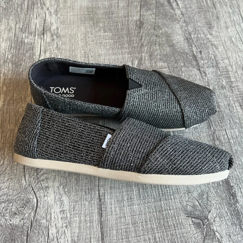 Women’s Toms Shoes Sz 7 Alpargata Forged Iron Sparkle Knit